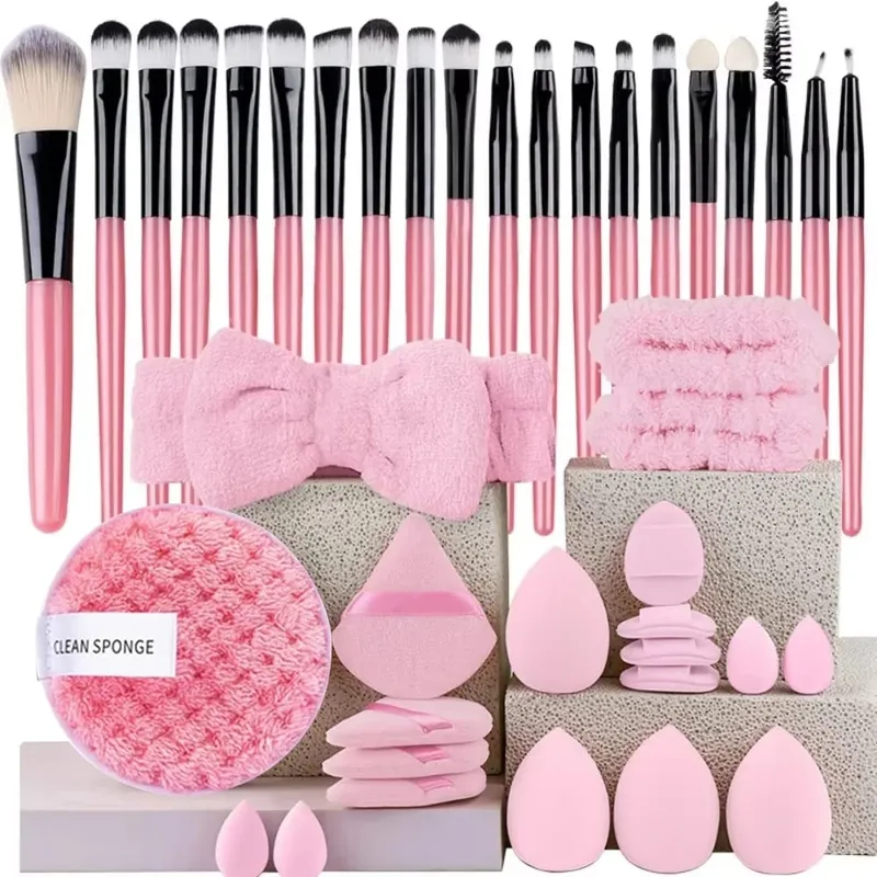 10 pçs mini conjunto de escova de maquiagem em pó sombra fundação blush liquidificador corretivo beleza ferramentas de maquiagem escova suprimentos profissionais