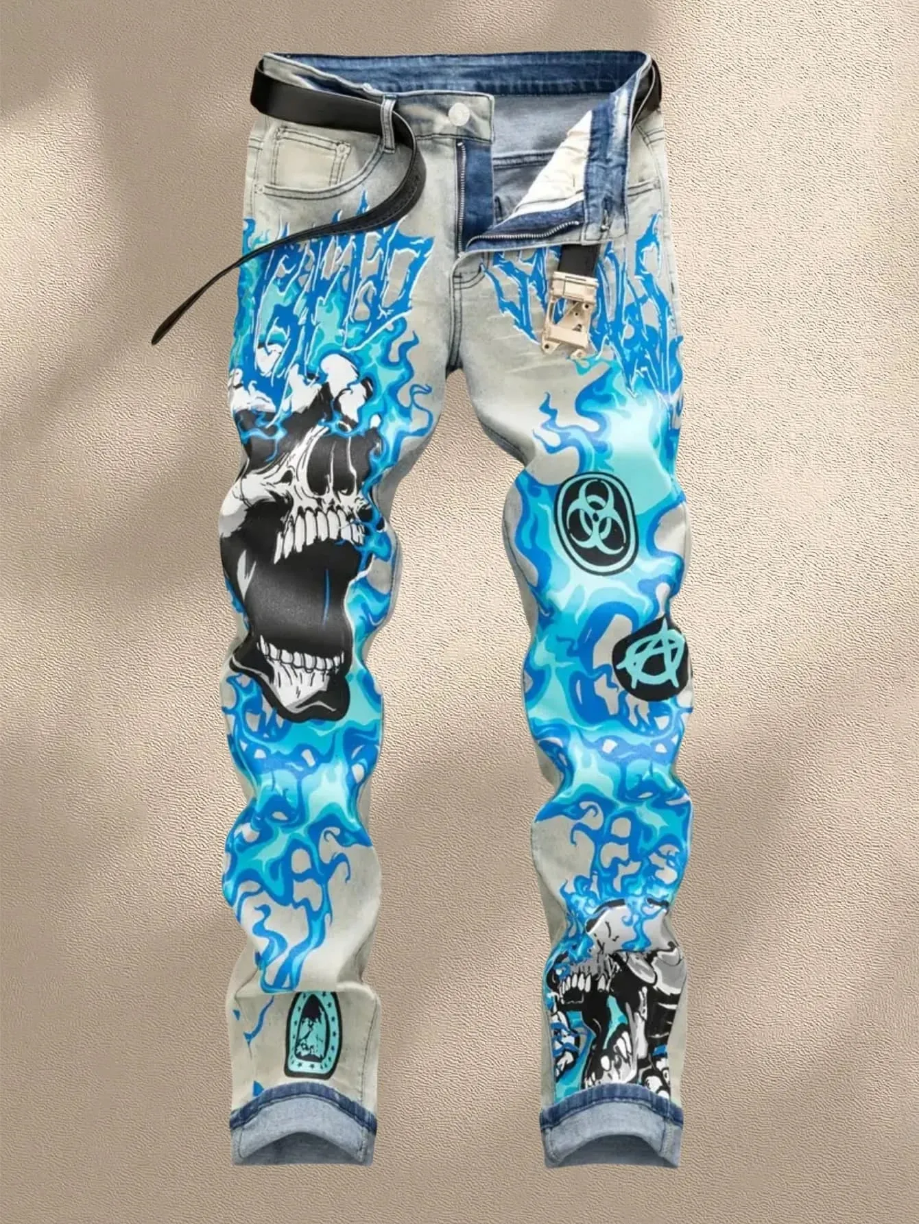 Y2K Men's Denim Jeans Trendy Print Expresses Personal Style Elastic and Breathable Fabric Best selling with Free Shipping