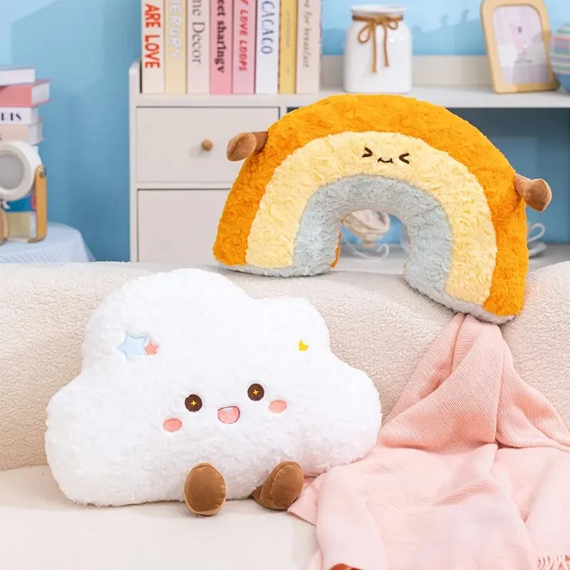 Almofada de pelúcia arco-íris nuvem 45/55 CM recheada Soft desenho animado clima sofá decoração almofada de brinquedo para quarto de criança e escritório