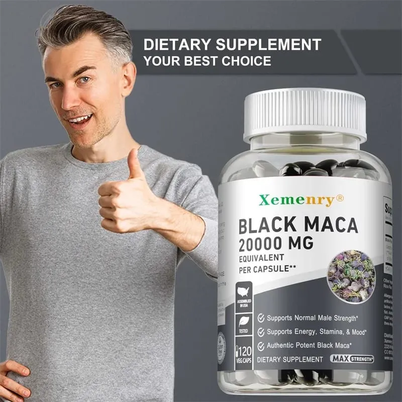 Suplemento de raiz de maca preta - melhora a resistência, a força e o humor, melhora o desempenho e aumenta a energia