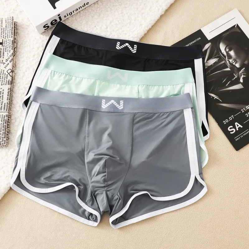 3PCS/Pack Ice Silk Breathable Antibacterial Mesh Men's Underpants Large Space Pouch Panties High Elastic Waistband Boxer Homme