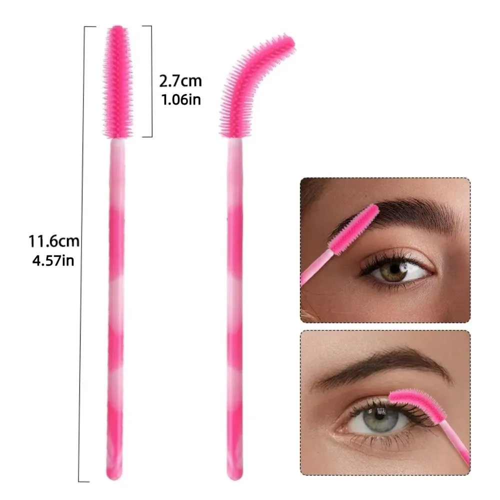 50 pçs pincéis de cílios descartáveis ​​ferramentas de maquiagem de silicone rímel varinha aplicador arco-íris cor microbrush sobrancelha pente menina
