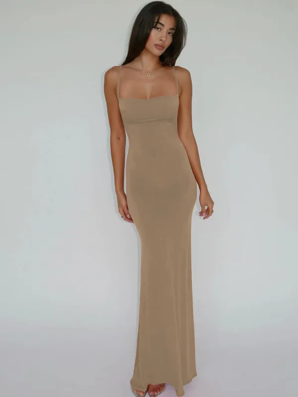 Hugcitar verão sólido sem mangas sem costas elegante sexy bodycon y2k maxi vestido de baile roupas femininas festa de aniversário casual y2k