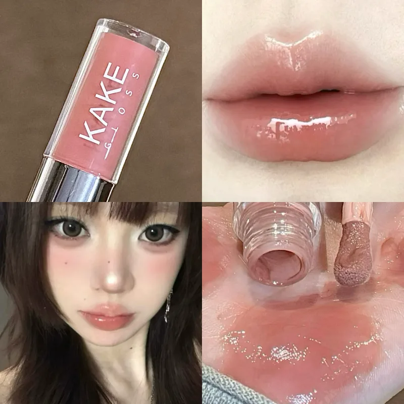 Batom líquido espelhado, hidratante, gelatina marrom, luz labial, brilho labial sexy, longa duração, nude, maquiagem, cosméticos