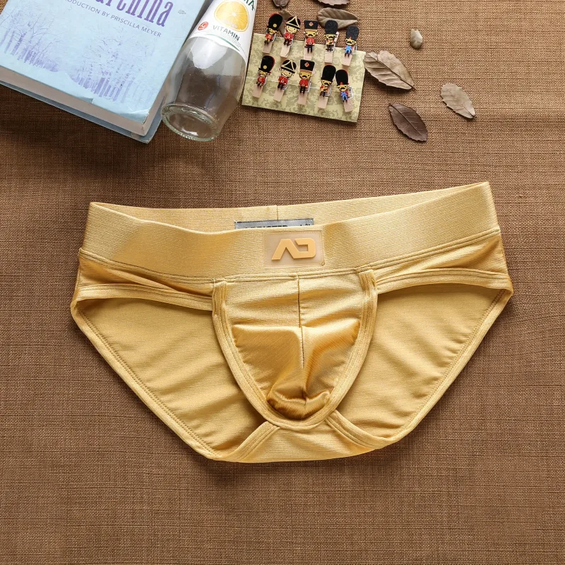 2025Simples, cor sólida, elegante, cuecas masculinas de cintura baixa em nylon escovado brilhantes AD3-M257