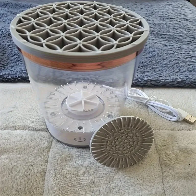 3-in-1 Electric Makeup Brush Cleaner Dryer Automatic Spinning Brush Cleaner Machine with Storage Rack Deep Clean Makeup Brushes — image 6