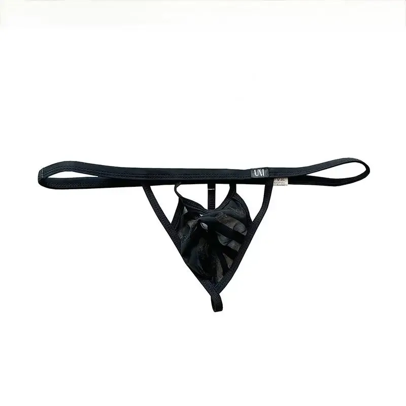 Nova malha transparente de cintura baixa masculina t-back tanga fina estiramento macio respirável leve sexy roupa interior