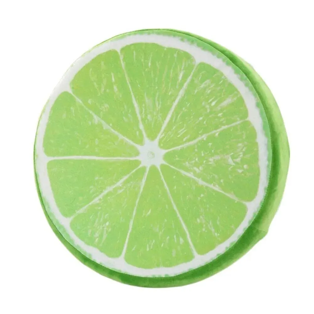 Bonito redondo frutas travesseiro simulação tecido de pelúcia almofada do assento frutas fatia impressão recheado interior travesseiro sofá decoração