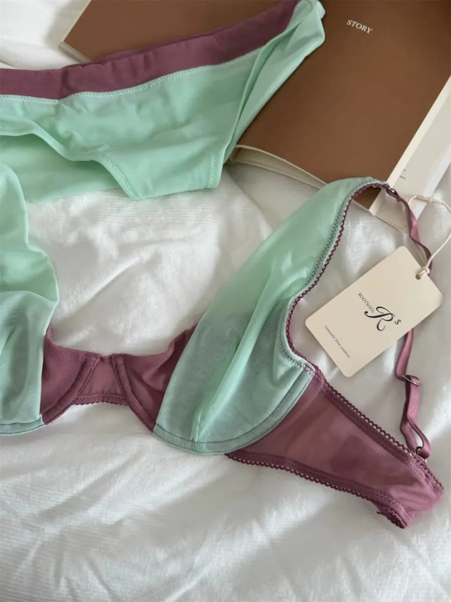 Sutiã de malha lingerie confortável com cuecas terno pequeno fresco roupa interior até apoio seios grandes mostrar pequeno conjunto de sutiã