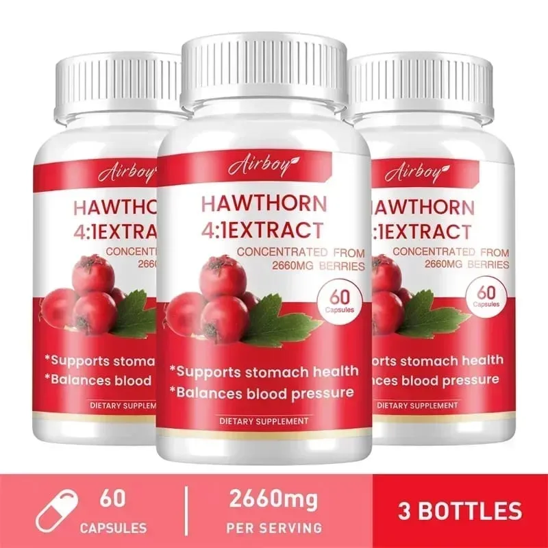 Hawthorn Berry Extract Capsule - Supports Digestive Health Promotes Energy Production Blood Circulation and Boosts Immunity