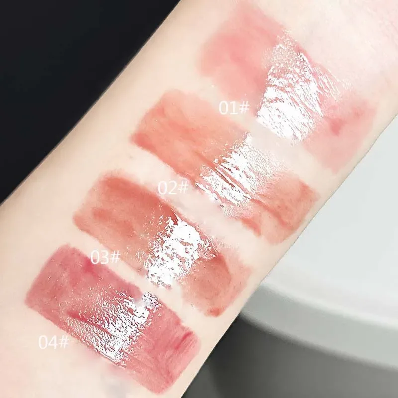 Gato bonito espelho de água brilho labial hidratante duradouro rosa damasco matiz labial esmalte nude batom coreano maquiagem menina