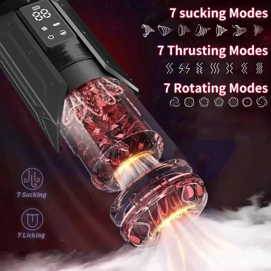 Masturbador masculino automático, 7 modos de sucção rotativa, boquete, máquina sexual, masturbação vibratória, alças duplas