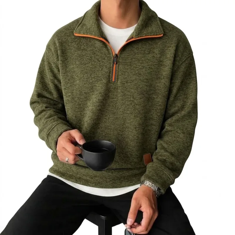 Men's Long Sleeve Half Zipper Sweatshirts Solid Pullover Luxury Zip Up Hoodies Casual Mens Coats Gym Man Quarter Zip Poleron