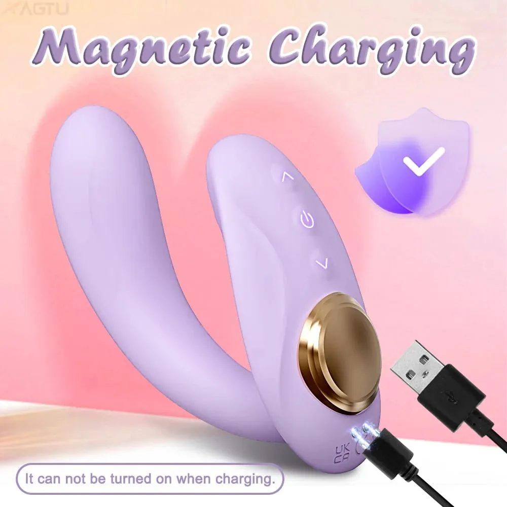 App Strapless Strap-On G-Spot Vibrador Vibrador Realista Double-Ended Vibratório Butt Plug Anal Sex Toys para Mulheres Lésbicas Casais