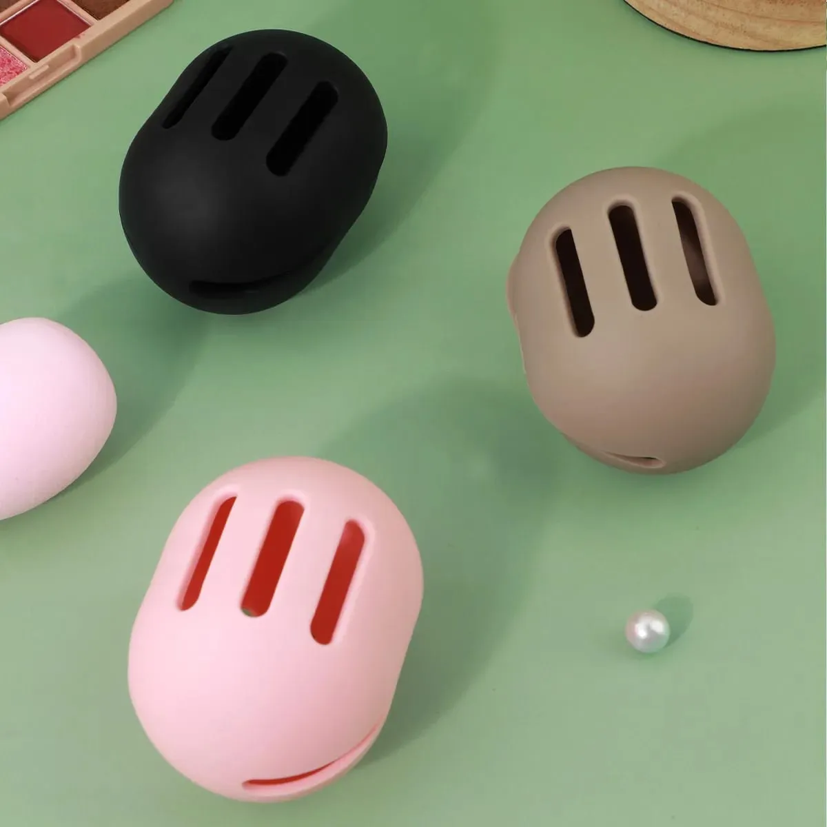 Suporte de pincel de maquiagem de viagem, 2 peças, silicone, bolsa de pincéis cosméticos, estojo de esponja de maquiagem, portátil, à prova d'água, ferramentas de maquiagem para mulheres