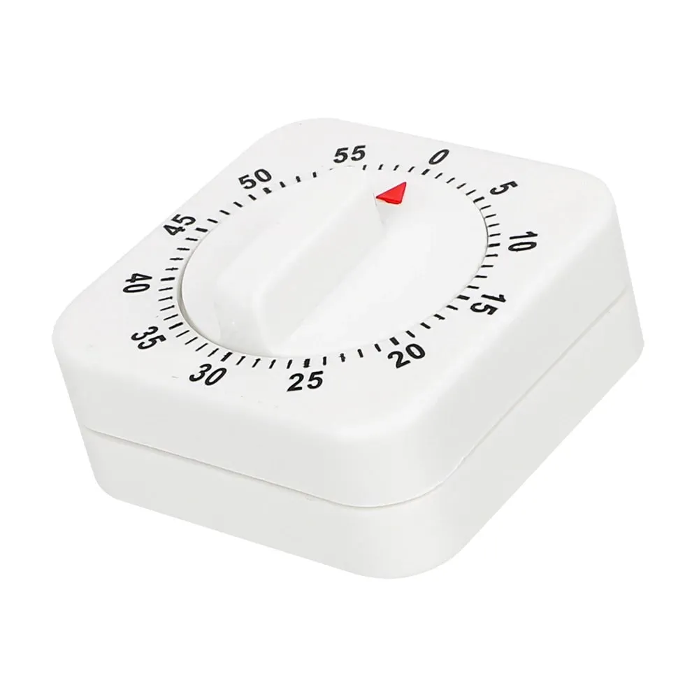 Practical 60 Minutes Kitchen Timer Cooking Tools White Square Mechanical Timer Countdown Alarm Reminder