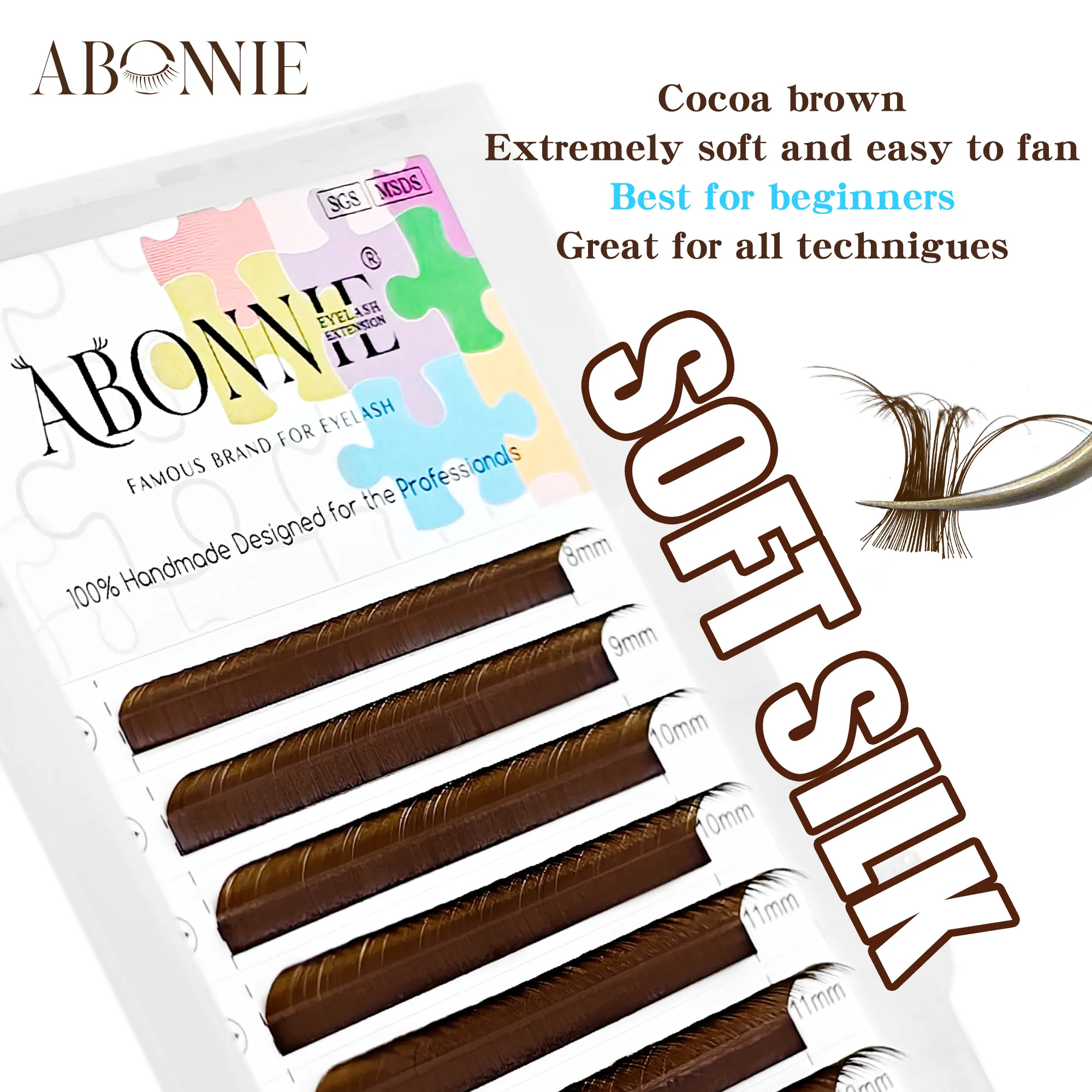 Abonnie LC LB Brown Lashes Extensões clássicas de cílios marrom escuro Foxy Eye Lashes