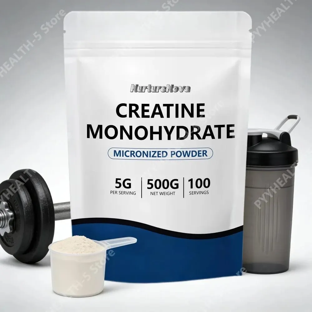 Creatina monohidratada em pó micronizada 5g por porção 100 CT 500g de peso líquido para nutrição esportiva suporte para treinamento físico