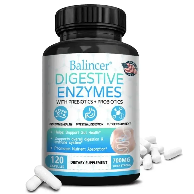 Enzima Digestiva com Suplemento Prebiótico + Probiótico - Saúde Digestiva Nutricional e Suporte Imunológico para Homens e Mulheres Adultos