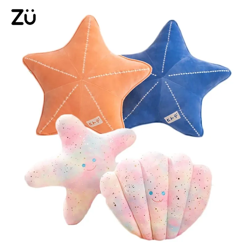 Zu sob tema do mar bonito concha estrela do mar travesseiro de pelúcia estrela do mar macio brinquedos de pelúcia kawaii rosa quarto festa decoração