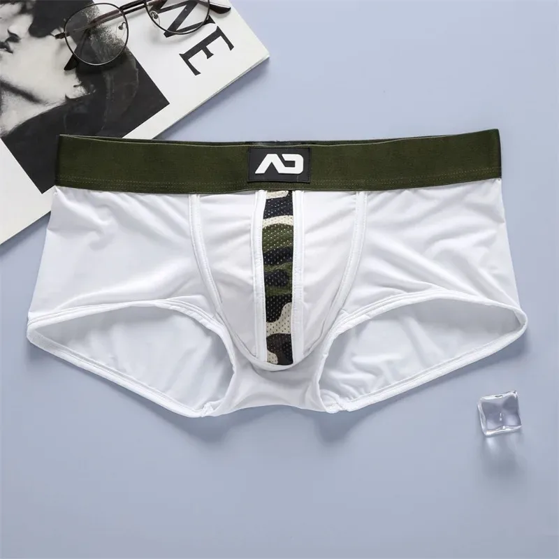 Novos boxers masculinos de baixo crescimento elástico tridimensional bolso confortável boxers AD4-M300