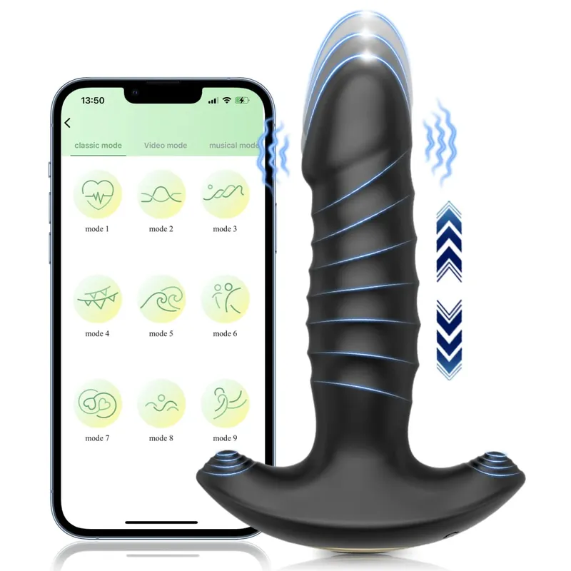 Vibrador telescópico com controle por aplicativo, plugue anal com controle remoto, brinquedo sexual para adultos, vibrador anal masculino, massageador de próstata, plugue anal