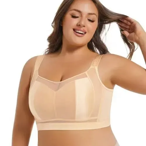 Sutiã minimizador feminino plus size, ultrafino, cobertura total, suporte lateral reunido, sutiã anti-flacidez para busto grande