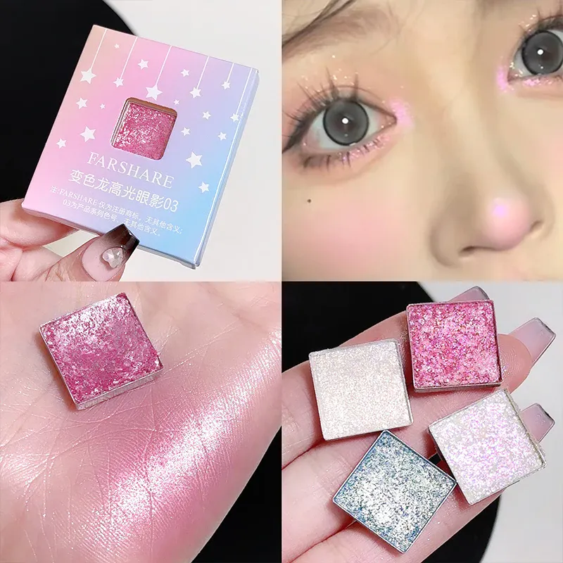 Cartões de sombra para olhos multicromáticos, metálicos, à prova d'água, camaleão, azul, ultra-brilhante, holográfico, glitter, maquiagem para os olhos, iluminador