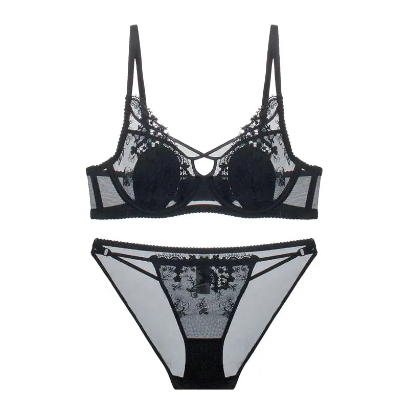 Parisian Lace Bust Reducer - French Steel Ring Bra Set Rabbit-Ear Design Slimming Minimizer Lingerie Tushy for Full Chest