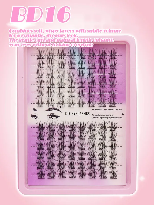 6 tamanhos de cílios agrupados, múltiplas combinações e estilos para criar facilmente uma maquiagem requintada para os olhos, um item essencial para a beleza