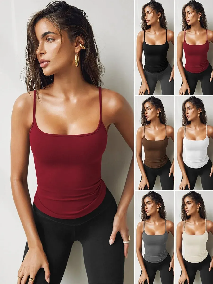 Suspensório sexy sem mangas com gola quadrada, cor sólida, para comércio exterior, roupas femininas