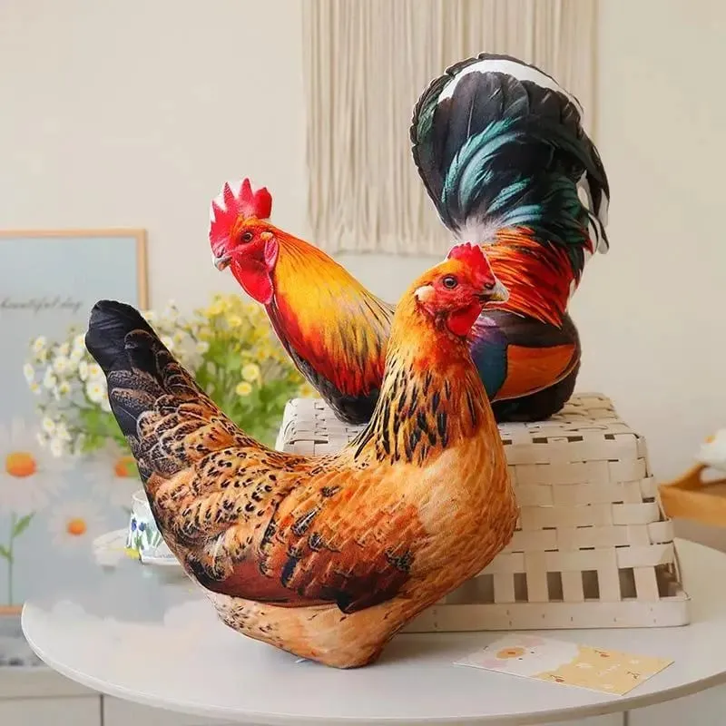 Galo travesseiro de pelúcia realista impressão 3d macio macio confortável almofada para cadeira de escritório decoração descanso travesseiro para trabalhadores