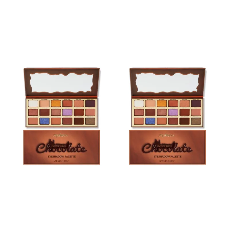 Paleta de sombras estilo chocolate, 18 cores, terra, destaque colorido, tom fresco, sombra pigmentada de longa duração, maquiagem para os olhos