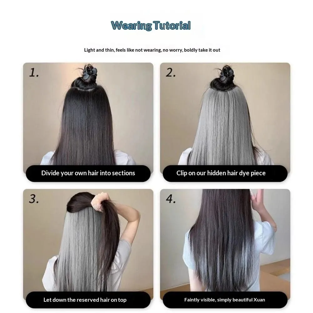 Extensões de cabelo sintéticas, coloridas, com prendedor, longo, reto, pendurado na orelha, tingimento, peça de cor, fina, sem costura, cabelo falso — image 6