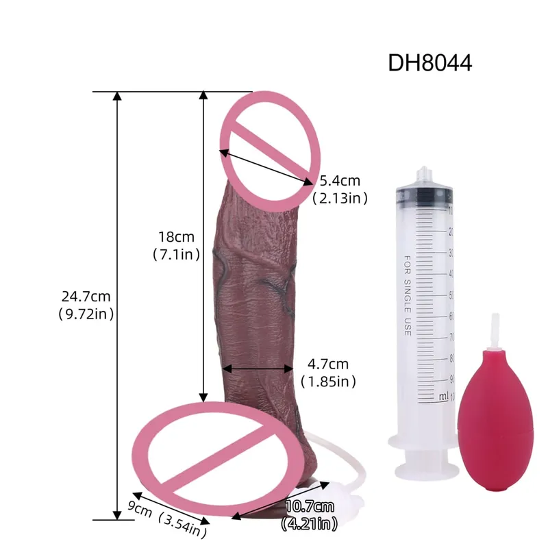 Silicone realista camadas duplas ejaculando pênis esguichando vibrador longo com otário brinquedos sexuais anal para homens mulheres masturbador