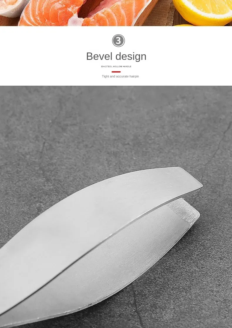 Stainless Steel Fish Bone Clip Kitchen Pig Feather Chicken Feather Duck Feather Tweezers Hair Plucker Seafood Bone Peeling Tool