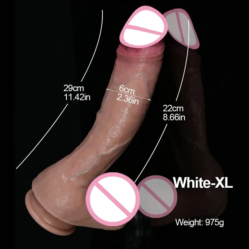Xxl com vibrador realista de silicone, pau macio, ventosa, pênis, brinquedos sexuais anais, estimulador de ponto g com eixo curvo e bola