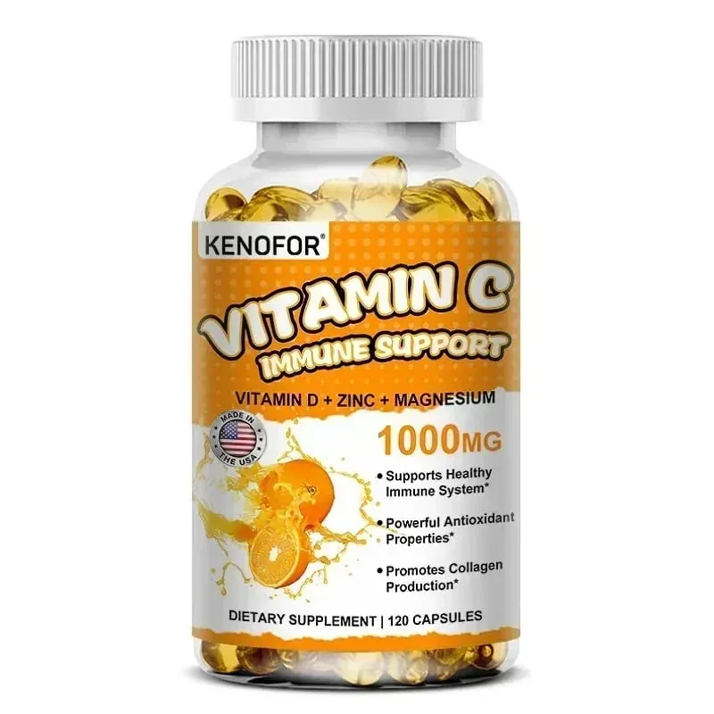 Suplemento de vitamina C para suporte imunológico e proteção antioxidante, vegano, não transgênico, sem glúten, 30/60/120 cápsulas