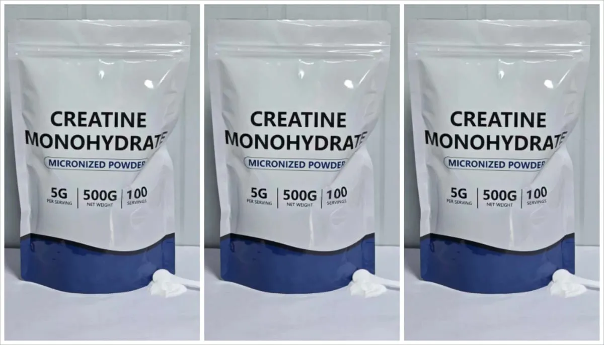 Creatina monohidratada micronizada em pó sem sabor 5g 500g 100 porções testada por terceiros suporte de recuperação de desempenho livre de OGM