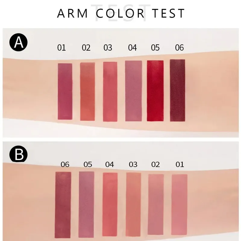 6 pçs/set Lip Gloss Longa Duração À Prova D 'Água Matte Lip Tint Copo Antiaderente Batom Líquido Caixa de Presente Cosméticos Maquiagem