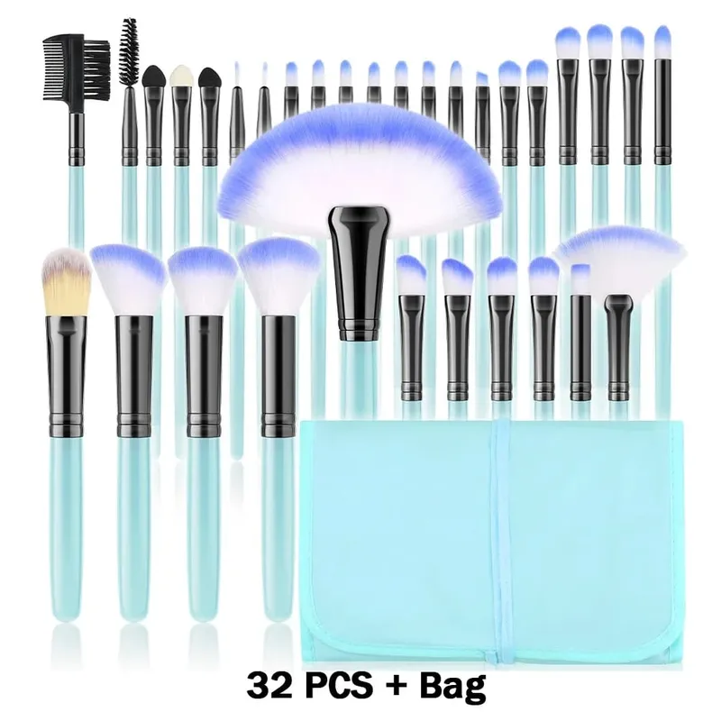 Conjunto de pincéis de maquiagem, 10/32 peças, pó macio, base, contorno, blush, corretivo, sombra, iluminador, ferramenta de beleza