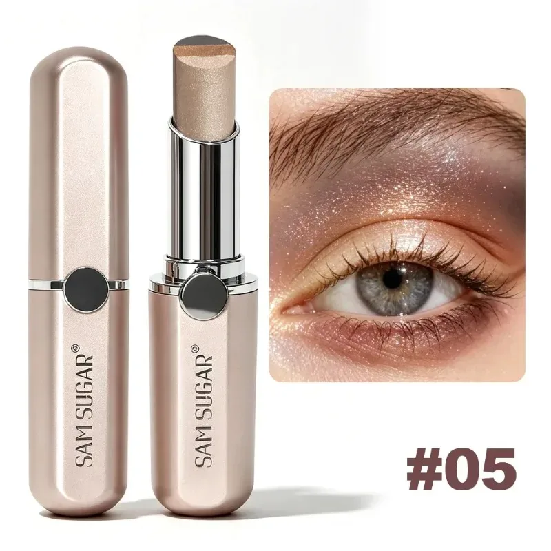 Tricolor Eyeshadow Stick Glitter Highlight Contour Shadow Stick Eye Makeup Waterproof Lasting Shimmer Metallic Eyeshadow Makeup