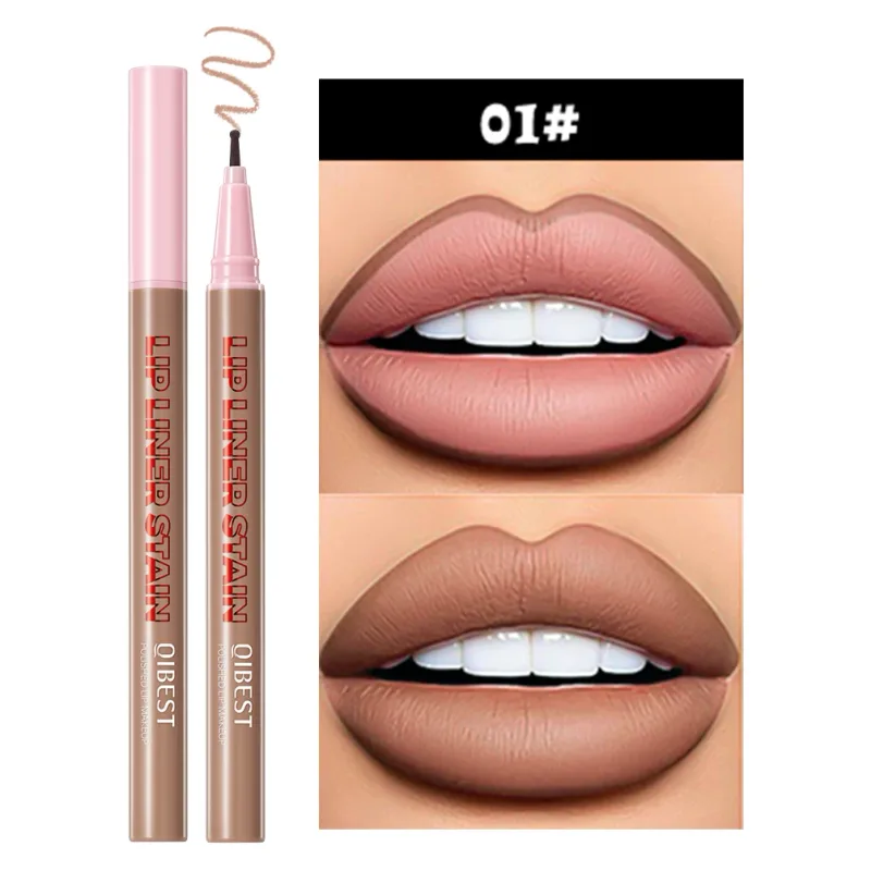 Lápis delineador líquido fosco, à prova d'água, batom com mancha natural, delineador labial, caneta de contorno de lábios, cosméticos