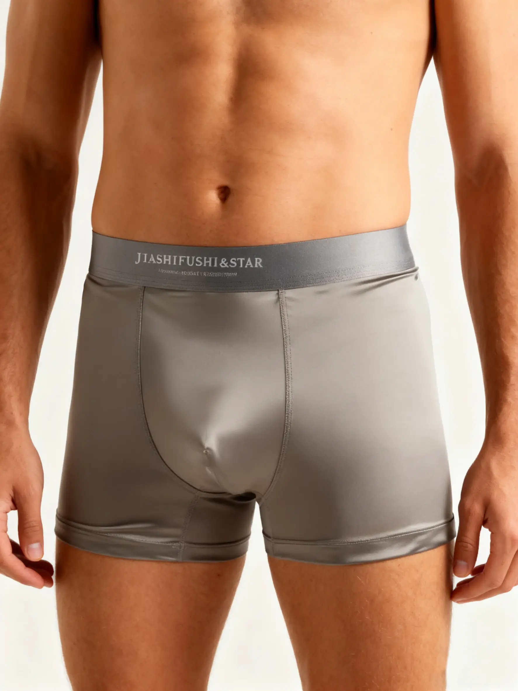 Cuecas de boxe de fibra masculina respirável 4 tamanhos, roupa íntima respirável confortável, tecido de malha de estiramento médio, cor sólida — image 13