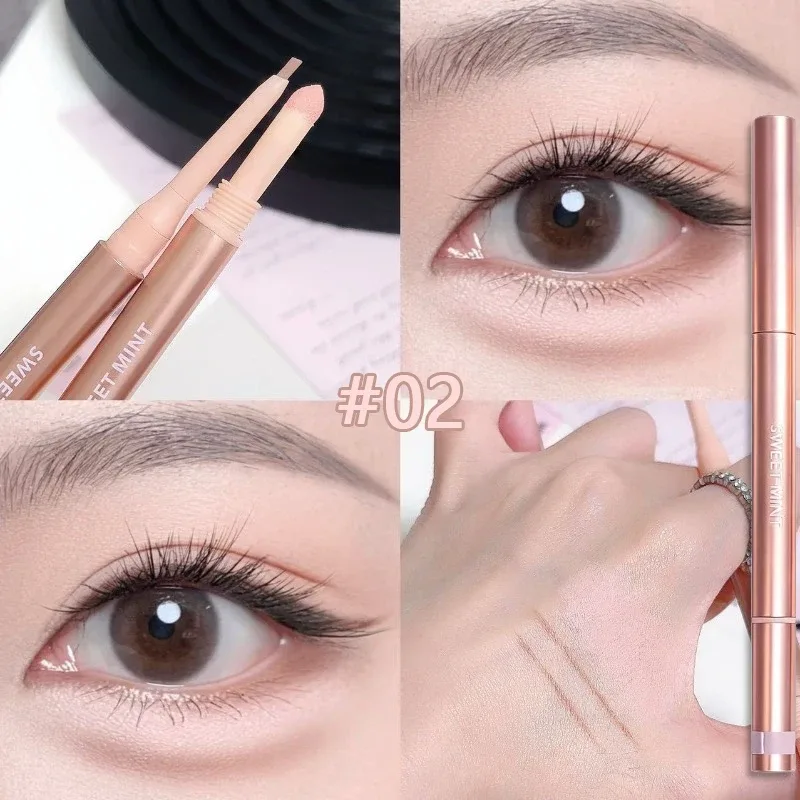 Lápis delineador de bicho-da-seda de ponta dupla, à prova d'água, natural, 3d, iluminador sob os olhos, sombra, aegyosal, maquiagem para os olhos