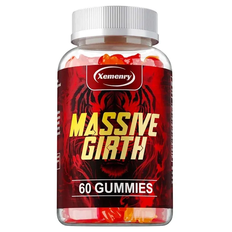 Gomas de circunferência maciça para homens - intensificador de vitalidade masculina, aumenta o tamanho e a resistência, aumenta a força e a confiança vegana