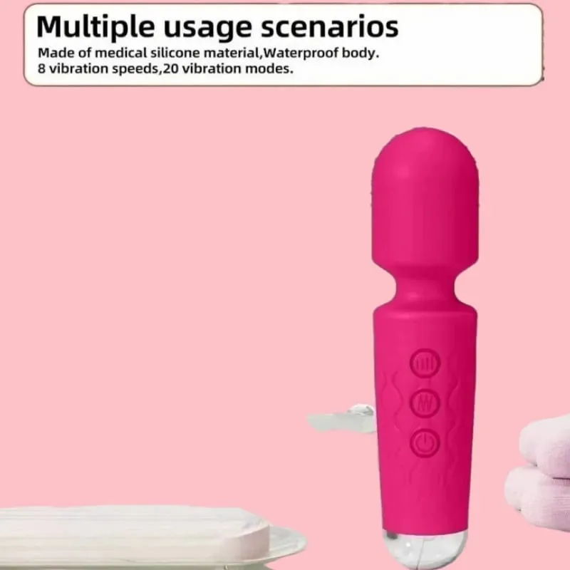 20 Speeds Magic Wand Vibrator G-Spot Clitoral Stimulator Rechargeable Waterproof Massager Sex Toy for Women