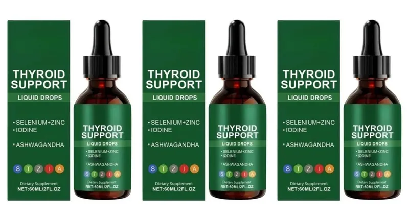 Docteat Gotas líquidas de suporte para tireóide selênio zinco iodo L-tirosina Ashwagandha 60ml 30 porções para homens e mulheres diariamente