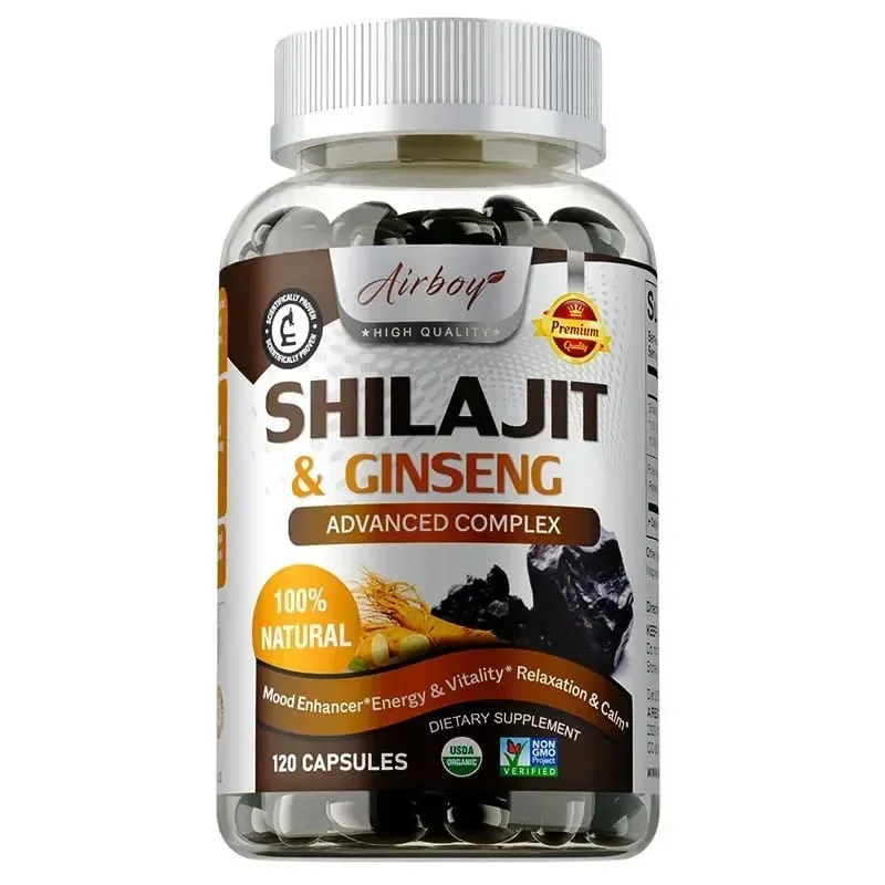 Shilajit e Ginseng - Suporte de energia e vitalidade, melhora a clareza mental, suporte imunológico, aumenta a resistência, crescimento muscular