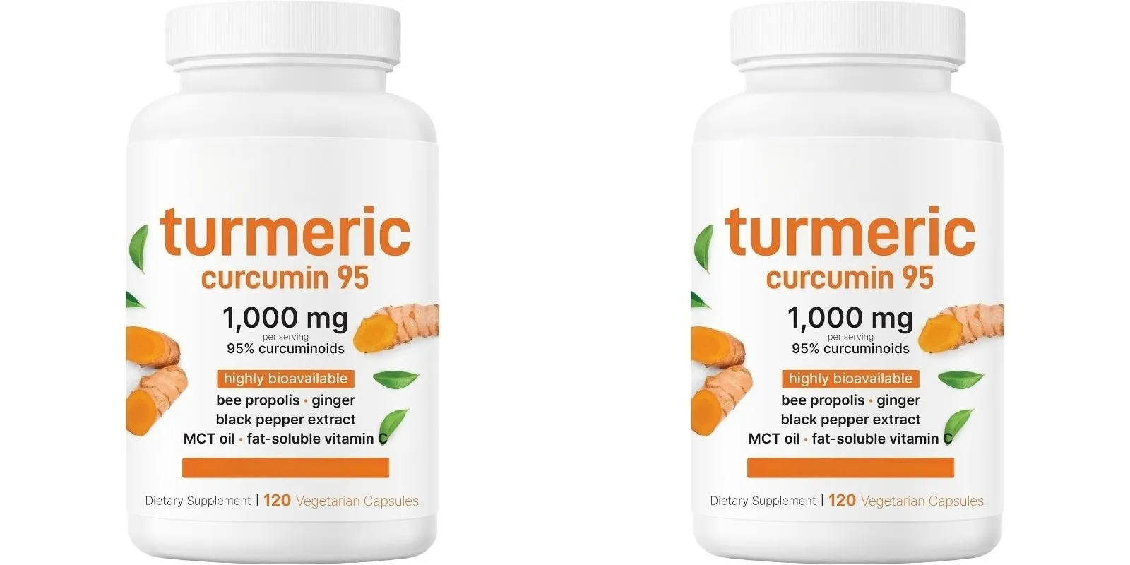 Suplemento de curcumina de cúrcuma 1 000 mg – 95% de curcuminóides com pimenta preta e gengibre – apoia a saúde das articulações e antioxidante 120 cápsulas — image 8